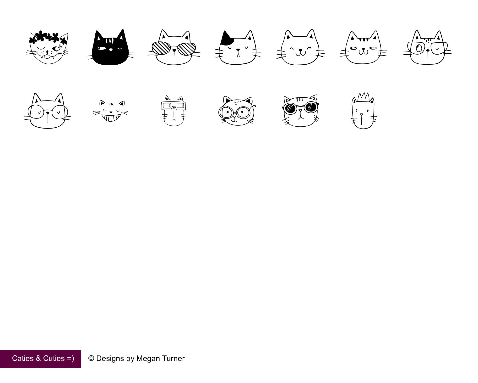 Doodle Cat Procreate Stamps Procreate Cat Stamps Procreate Etsy