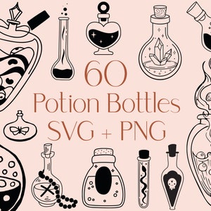 Potion Bottles SVG, Witchcraft Svg, Mystical Svg, Magic Svg, Celestial Svg, Witch Svg, Magic Potion Bottle SVG, Commercial Use Included