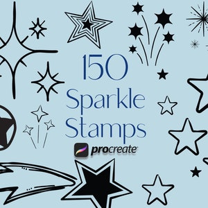 150 Sparkle Star Procreate Stamps: Celestial Galaxy Brush Set (Commercial Use)