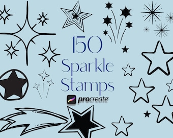 150 Sparkle Star Procreate Stamps: Celestial Galaxy Brush Set (Commercial Use)