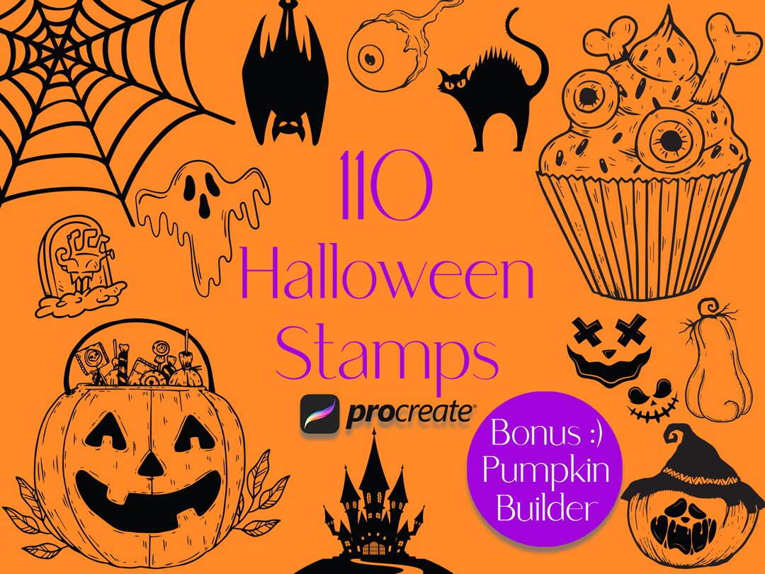 Procreate Halloween Stamps, Procreate Horror Stamps, Spooky Procreate