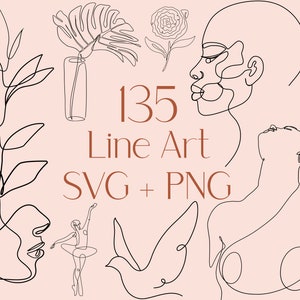 Line Art SVG, Minimalist SVG, Svg files, Line Art Flower Svg, Line Art Floral Svg, Line Art Woman Svg, Minimal Art, Commercial Use Include
