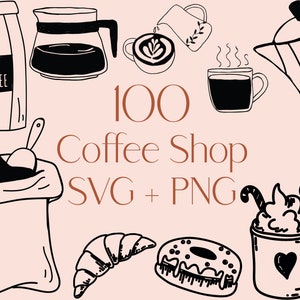 Paquete Coffee Svg / Mug Svg / Coffee Cup Svg / Cake Svg / Coffee Clipart / Pot Svg / Donut Svg / Coffee Machine Svg / Uso comercial incluido