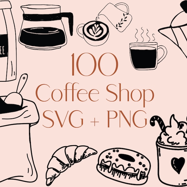 Paquet de café SVG | Mug Svg | Tasse à café Svg | Gâteau Svg | Café Clipart | Pot Svg | Donut Svg | Machine à café Svg | Utilisation commerciale incluse