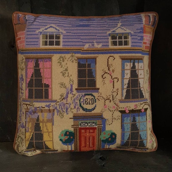 Georgian Cottage, English Cottage, Needlework, Needlepoint Kit, Tapestry Kit, Tapestry Cushion, Needlepoint Pillow, The Purple Tree