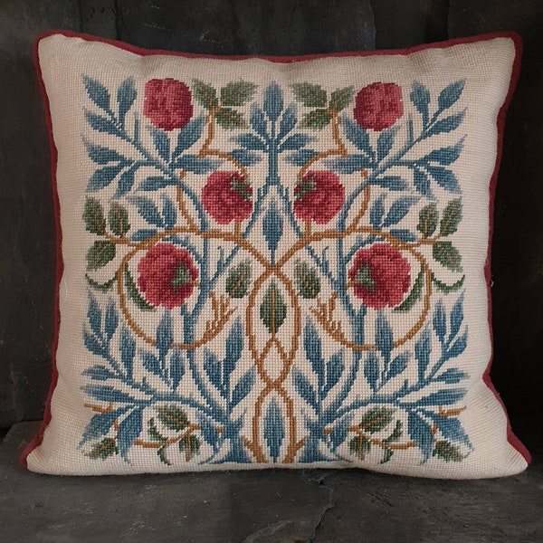 Rosa, Kit agugliato, Kit arazzo, Cuscino arazzo, Cuscino ad ago, Design, William Morris