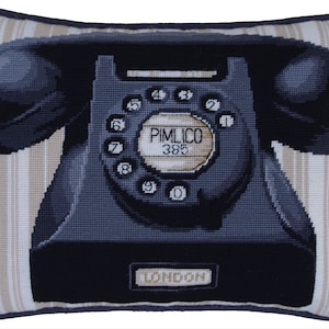 Zestaw do haftu igłowego, Zestaw do gobelinu, Poduszka gobelinowa, Poduszka do haftu igłowego, Klasyczny wzór telefonu, Wzór telefonu vintage, Zestaw do haftu igłowego telefonu