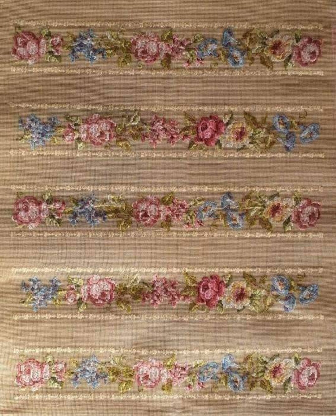 Needlepoint Ribbon Floral Ribbon With Roses, Needlepoint Kit, Tapestry Kit, Needlepoint ...
