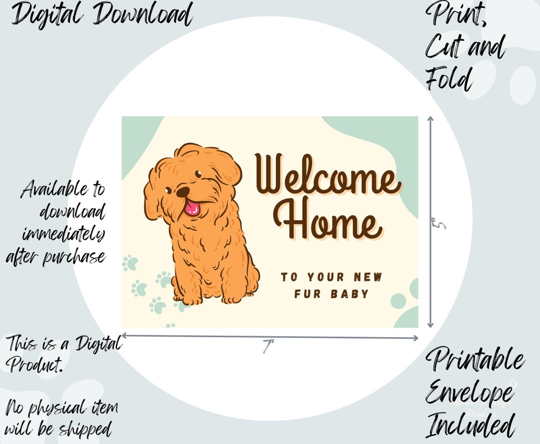 Printable Cute New Dog Card 5x7 Card Digital Download Etsy