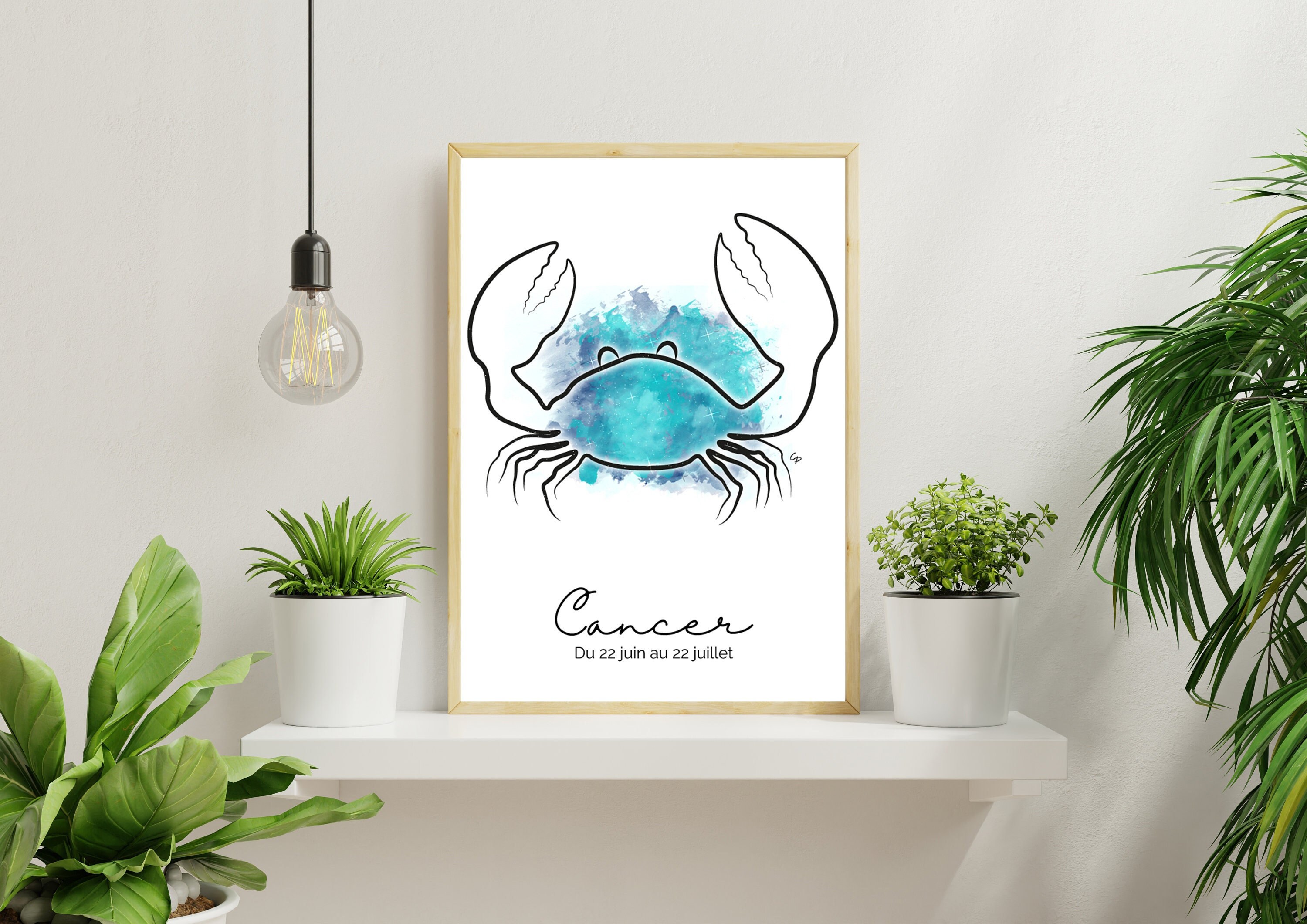 Affiche Cancer Signe Astrologique - Illustration Du Zodiaque