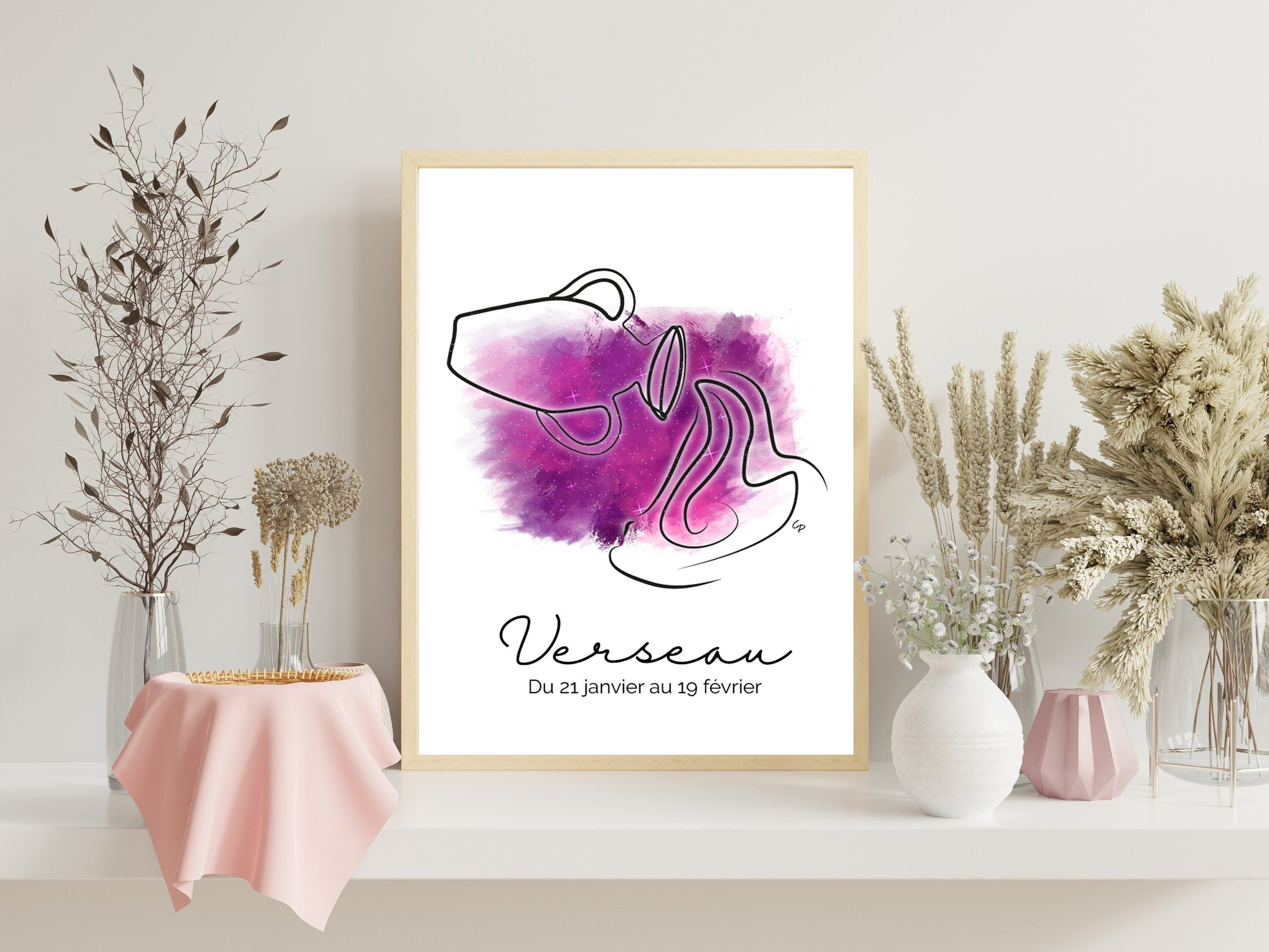 Affiche Verseau Signe Astrologique - Illustration Du Zodiaque