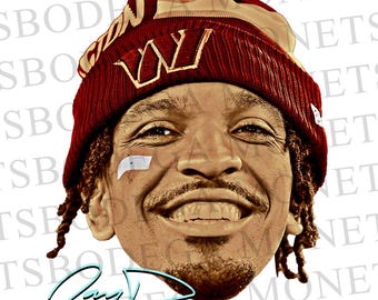 Jayden Daniels Autograph Head Graphic PNG NFL Washington Commanders