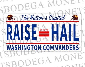 Raise Hail PNG Washington Commanders License Plate Graphic Design