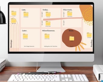 Aesthetic Desktop Organizer Background Wallpaper - Computer, Laptop, ADHD, Digital To Do List, Weekly Planner, Task, Work, School, Personal