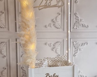 Baby Hamper Crate with clothing Rail and hangers Personalised.