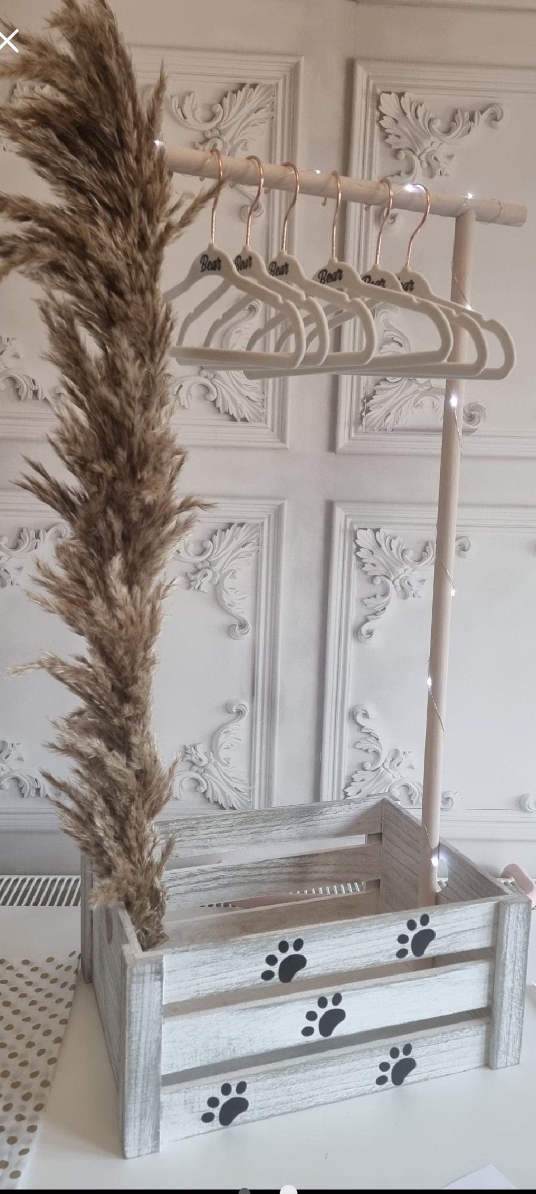 Pet Hamper Crate With Clothing Rail and Hangers Personalised. Handmade