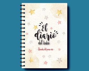 Diario del primer año del bebé imprimible / Cuaderno del bebé / Álbum del bebé / Libro primer año del bebé. Español, 90 págs. - A5 - PDF