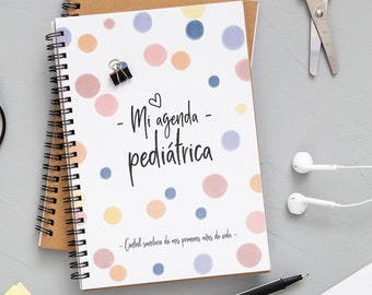 Planificador/agenda pediátrica em espanhol com 33 páginas imprimíveis. Planejador médico para impressão. 2 PDF (menino-niña). Design - A5 - DIGITAL