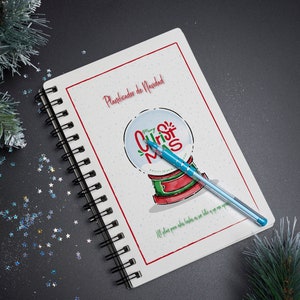 DIARIO de NAVIDAD estilo journal imprimible en español. Organizado/Planificador/Cuaderno de Navidad. Portada: Bola nieve - A5 - pdf