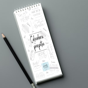 Perpetual Digital Calendar Spanish. Calendario de cumpleaños perpetuo digital en español. Calendario perpetuo con 12 frases motivadoras
