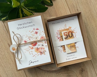 Geschenkschachtel Geburtstag Geldgeschenk Gutschein personalisierbare Box