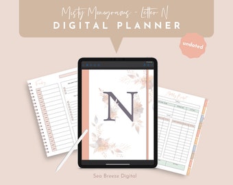 Digital Planner. Goodnotes iPad Planner. Undated Daily Weekly Monthly Planner. Notability Planner. Minimalist Planner. Letter N Monogram.