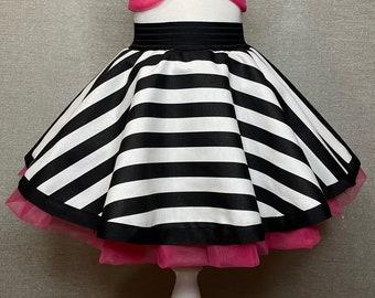 Black and White Striped Women's/ Girls'/ Kids' Skirt (only skirt is on sale, top is not included)