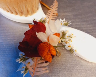 buttonhole dried flowers man wedding terracotta