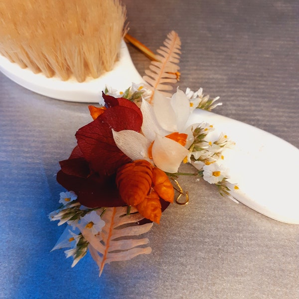 boutonnière fleurs séchées homme mariage terracotta