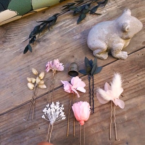 Pic preserved dried flowers bridal hairstyle accessory barrette hair braid bun clip