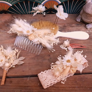 accessories dried flowers wedding comb buttonhole hair pick