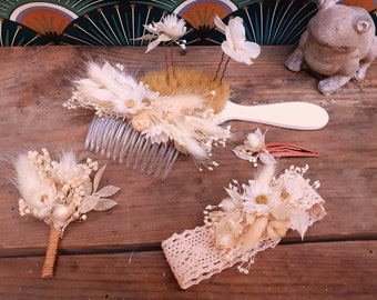 accessories wedding dried flowers comb boutonniere hair spike