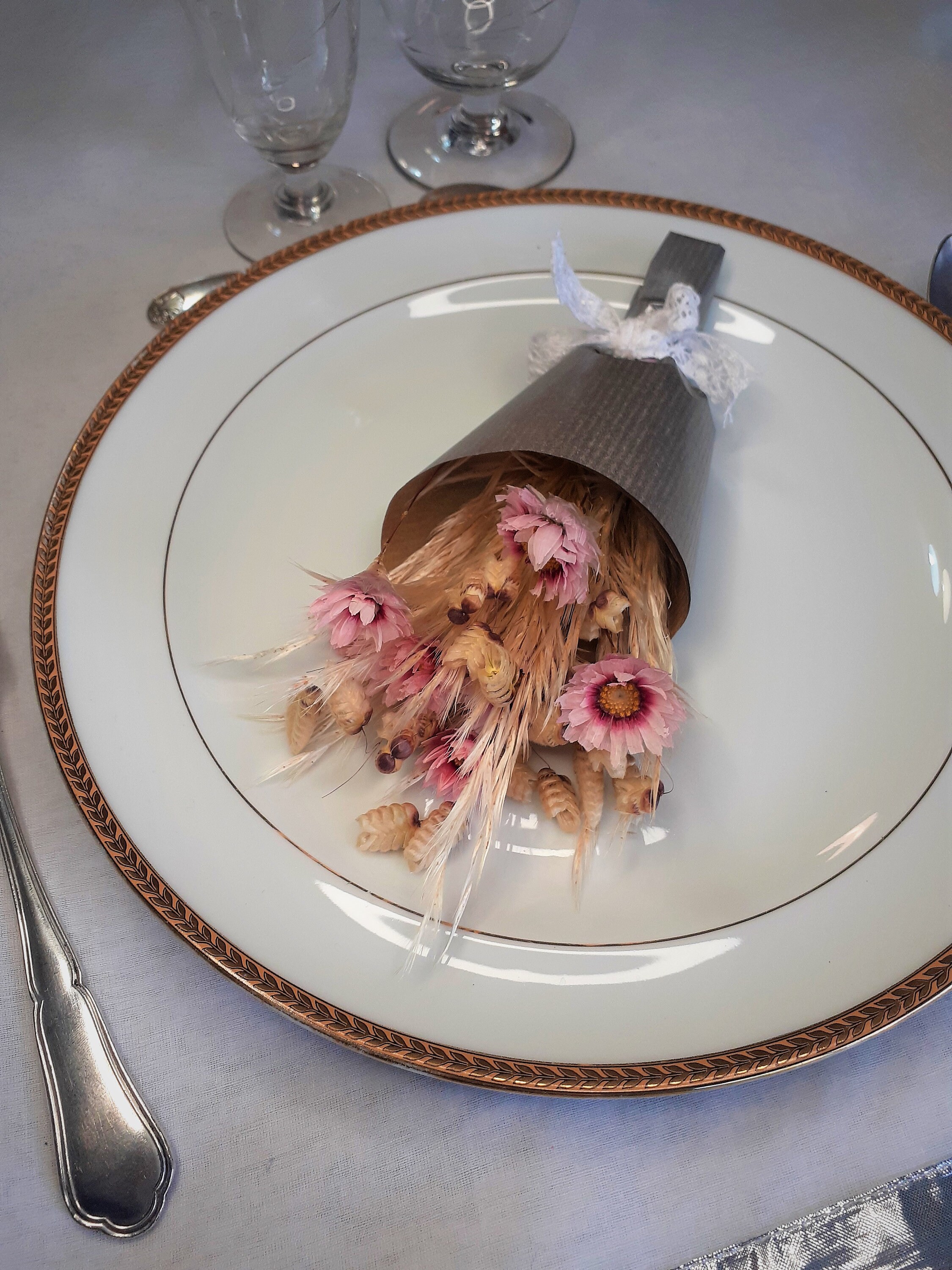 3 Mini Bouquets de Fleurs Séchées Naturelles Pampa Sche Sec Diner Repas