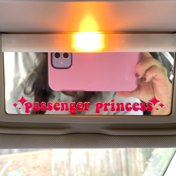 Passenger Princess Car Mirror Decal, tiny decals, pink Car Sticker, Rear View Mirror Sticker, Car Decal Sticker, Affirmation Car Decal