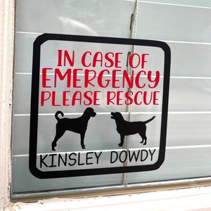 Pet Emergency Decal, Pet Emergency Sticker, In Case of Emergency, Pet Rescue Custom personalized vinyl sticker with breed and name