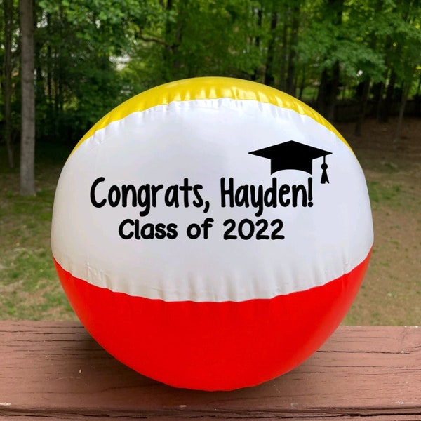 Graduation party 2023 gift Personalized beach ball | preschool grad pool party gifts bash volleyball outdoor game favors