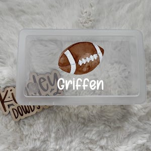 sports custom name football Personalized Pencil Box Back to School preppy, Supplies Art Box Custom name Box