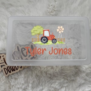 tractor boys custom name football sports Personalized Pencil Box Back to School preppy, Supplies Art Box Custom name Box