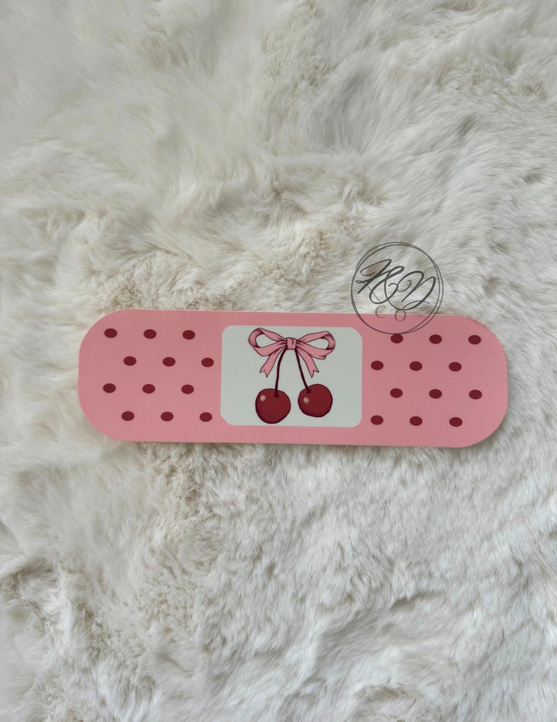 Pink Bandage Sticker Cherries Coquette Bow Car Bandages Vinyl Stickers, Literally Just a ...