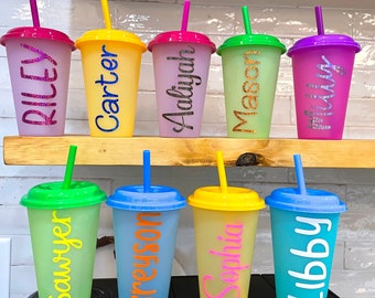 christmas cup personalized kids tumbler, Color Changing Kids cup, 4 year old girl gift, 3 year old girl gift, luau party favors pool party