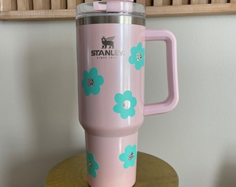 Tumbler Cup Flowers Decal Retro Groovy Stanley Tumbler -  in