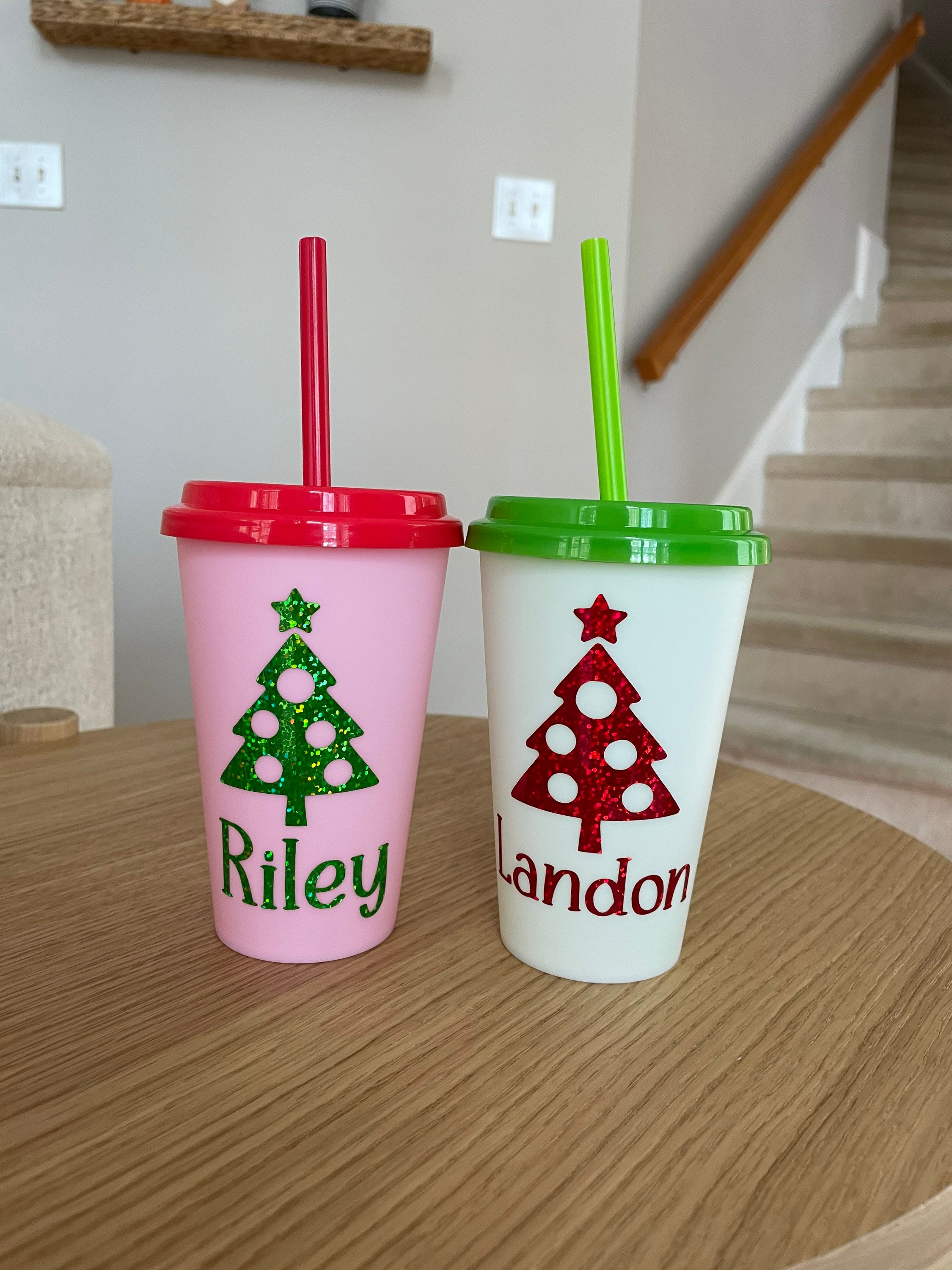 Kids Christmas Cups with Lid and Straw Kids Christmas Party Favors Kids  Gifts Personalized Christmas Cups for Kids Christmas Party Cups