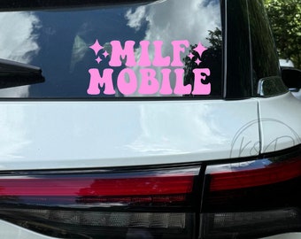 milf mobile sparkle decal, retro Bumper Stickers trendy, anxiety sticker, hippie car decor for moms, car decor for women