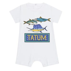 sword fish boys romper preppy personalized kids, unisex tractor baby toddler spring summer clothing