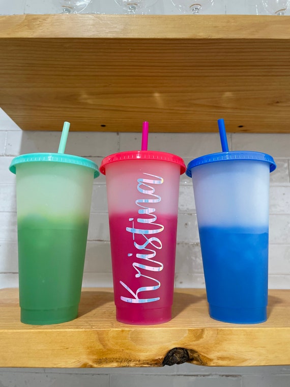 Custom Color Changing Clod Tumbler w/ Lid And Straw - 24 oz.
