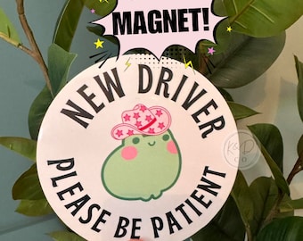 magnet new driver please be patient, frog western funny new driver gift best seller trendy retro funny