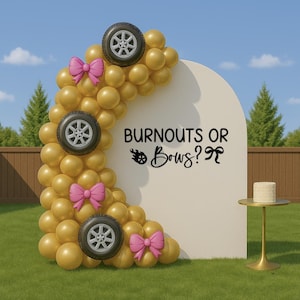 DECAL ONLY bows or burnouts Gender Reveal arch Backdrop Boy or Girl Wall Decal for Balloon Arch Gender Reveal Sticker Baby Shower