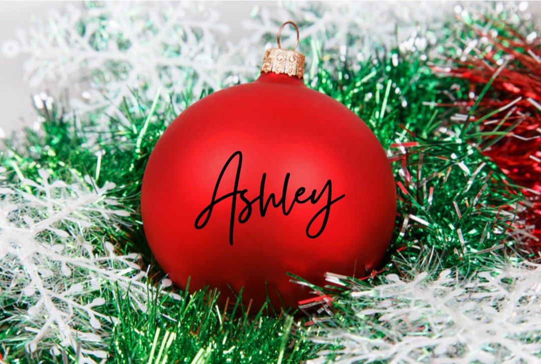 Ornament Vinyl Decal Name Sticker For Christmas Tree Ornament Etsy