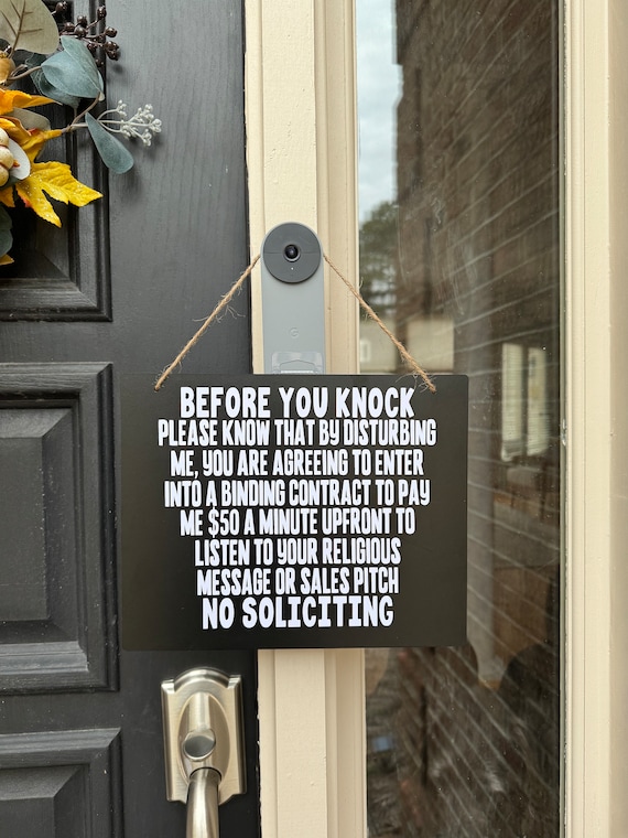 Funny No Soliciting Sign For Front Door - Keep Salespeople Away With Humor