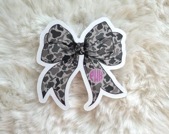 Trendy lab duck Camo bow Coquette Bow with monogram Sticker, Coquette Sticker, magnet, Trendy pink bow, vinyl Soft Girl Era